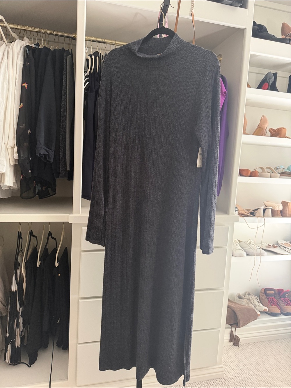 NWT daily practice Anthropologie grey mock neck sweater shirt dress size XL